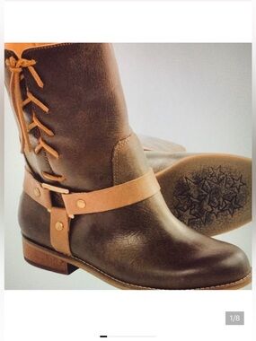 Latigo Thistle Boots Brown Leather Lace Up Side Harness Buckle Sz 9.5 Two Tone